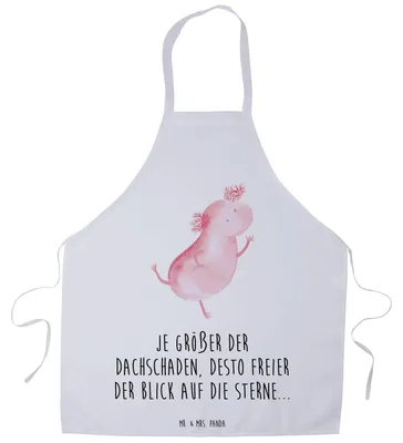 Produktbild von Mr. & Mrs. Panda Kochschürze Axolotl Tanzen - Weiß - Geschenk, Kellnerschürze, Sterne, Grillschürze, Schürze, Küchenschürze, gut Gelaunt, Gastro, Verrückt