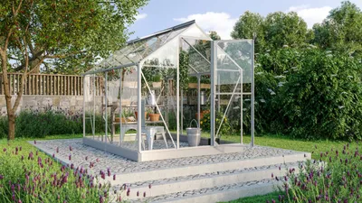 Produktbild von Vitavia Gewächshaus "Triton 5000" inkl. Stahlfundament aluminium eloxiert 5,0 m² 3 mm ESG