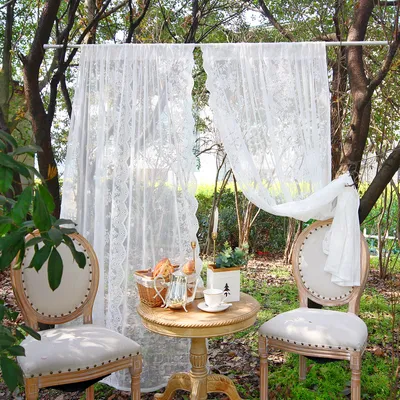 Produktbild von Outdoor Vorhänge White Floral Lace Sheer Curtains,Sheer Voile Vorhänge,Transparente Gardinen aus Voile Polyester,Transparent Wohnzimmer Luftig Dekoschal für Schlafzimmer,140x180cm 2er Set