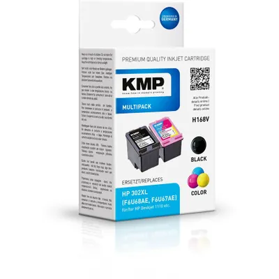 Produktbild von KMP H168V, Schwarz, Cyan, Magenta, Gelb, Tinte auf Pigmentbasis, Tinte auf Farbstoffbasis, 15 ml, 12 ml, 550 Seiten