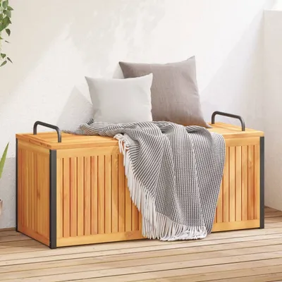 Produktbild von vidaXL Skrzynia ogrodowa 110x45x42/53 cm z litego drewna akacjowego i stali