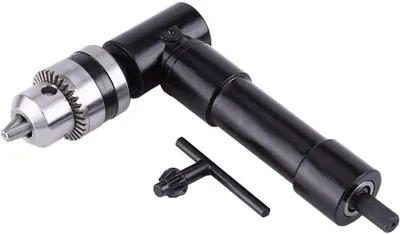 Productafbeelding van Haakse Booradapter - 90 Graden Opzetstuk - Kleine Ruimtes Boren - Aluminium Ijzer Constructie - 8mm Schacht - Zwart