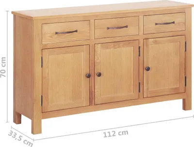 Obrázek produktu pro vidaXL Příborník hnědý 112 x 33,5 x 70 cm Dubový masiv