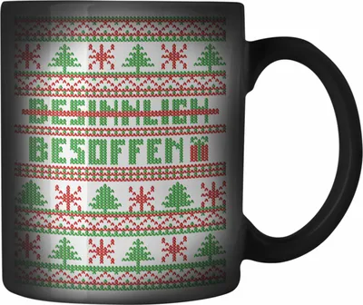 Produktbild von Trendation - Weihnachten Farbwechsel Zauber-Tasse Besinnlich WeihnachtsFarbwechsel Zauber-Tasse WeihnachtsFarbwechsel Zauber-Tassen Lustig Glühwein Becher Geschenk Farbwechsel Zauber-Tassen Weihnachtsmarkt Frauen Männer (Schwarz)