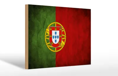 Produktbild von Holzschild Flagge Portugal, 30x20 cm, Holzschilder Fahne Nationalität
