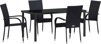 Immagine prodotto di vidaXL Set da pranzo da giardino 5 pezzi in acciaio verniciato a polvere nero