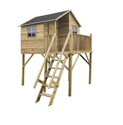 Produktbild von 4iQ Holz-Spielhaus für Kinder Jerzyk MAX – Garten-Spielhaus aus Holz, 174,5 x 220,8 x 285,4 cm