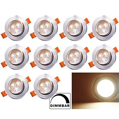 Immagine prodotto di karpal 10 LED faretto da incasso orientabile 230V faretto da incasso 3W lampadina bianco caldo set di 10 faretti da soffitto