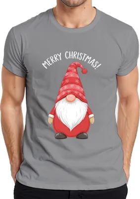 Produktbild von Merry Christmas! Weihnachtsgnom Wichtel Weihnachten Schneeflocken Herren T-Shirt, Grau, M