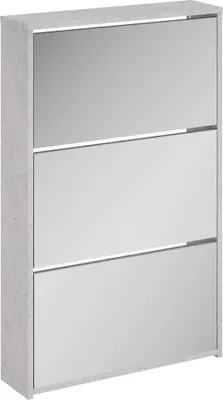 Produktbild von vidaXL Schuhschrank mit Spiegel 3 Fächer Betongrau 63x17x102,5 cm