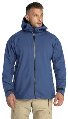 Produktbild von Herren Regenjacke – Wasserdicht und atmungsaktiv mit Kapuze – Blau