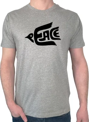 Produktbild von Huuraa Herren T-Shirt Peace Friedenstaube L Sport Grey Bio Baumwolle Fairtrade Herrenshirt Geschenkidee