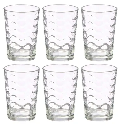6 Gläser 190 ml, transparent, Wellendesign, Höhe 9,8 cm