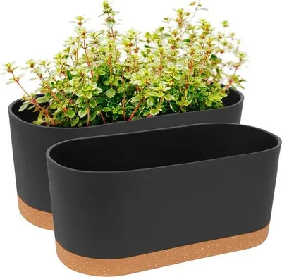 Produktbild von Famanu Blumentöpfe Selbstbewässernd 40x7cm - Dunkelgrau