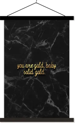 Produktbild von MuchoWow® Textilposter Zitate - Sprichwörter - Gold - Marmor 120x180 cm mit schwarzem Rahmen - Fotos