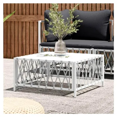 Produktbild von Gartentisch, weiß, 70 x 70 x 34 cm, Beistelltisch für den Außenbereich, Balkon, Terrasse, Möbel
