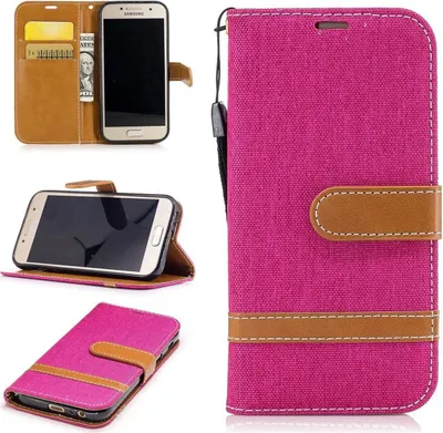 Produktbild von Tasche für Samsung Galaxy A3 2017 Jeans Cover Handy Schutz Hülle Case Pink