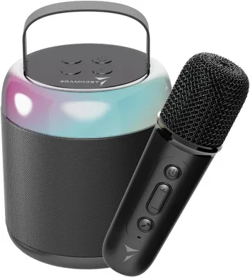 Obrázok produktu pre Sada pre karaoke – Prenosný reproduktor – Hudba a spev – Bezdrôtový mikrofón – Kompletná sada – Čierna