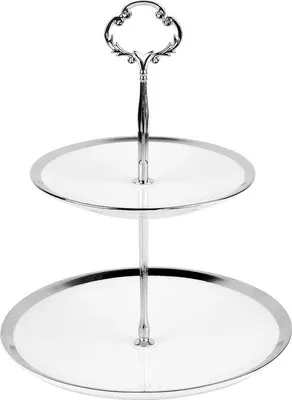 Image de Présentoir moderne à deux étages, argenté, 24,5 cm
