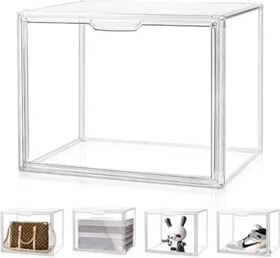 Produktbild von Sammlervitrine, stapelbar, 6-seitig transparent, mit 2 Regalböden, 4 mm stark
