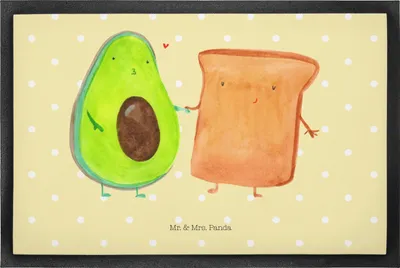 Produktbild von Mr. & Mrs. Panda Schmutzfangmatte Avocado Toast 50 x 75 cm - Gelb Pastell - Geschenk, Schmutzfänger, Hochzeit, Gummimatte, Schmutzmatte, Fussmatte, fußmatte, Freundin