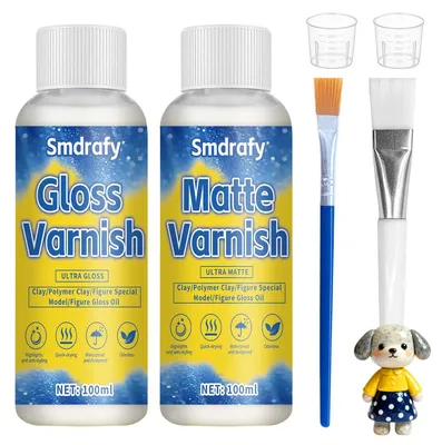 Lufttrocknender Tonlack, Glanz & Matt, 2x100 ml, für Modelliermasse