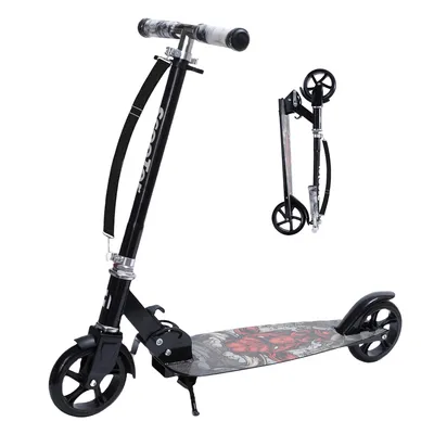 Produktbild von Habib Cityroller für Kinder & Jugendliche | Breites Deck, faltbar & bis 100kg, Schwarz