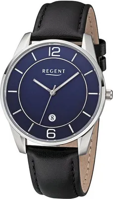 Produktbild von Regent Herren Uhr Lederarmband F-1235 Analog Leder Armbanduhr schwarz URF1235