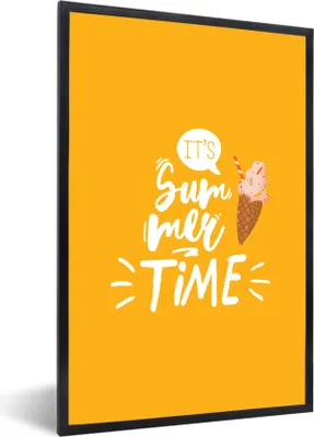 Produktbild von MuchoWow® Gerahmtes Poster Gelb - Eiscreme - Rosa 60x90 cm - Poster mit Schwarzem Bilderrahmen Wandposter Rahmen Foto Bilder - Kunst