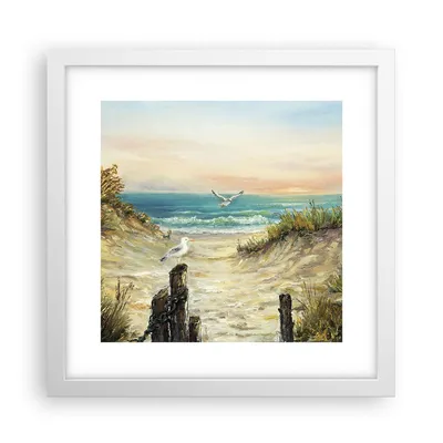 Produktbild von Gerahmtes Poster - Weißer Rahmen - Impressionismus Möwen Küste - 30x30 cm - Wand Bild - Wanddeko - Wandbilder - Kunstposter - Wandposter - Bilderrahmen - Bilder - Kunstdruck - P2WAC30x30-4602