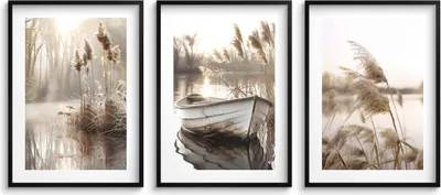 Produktbild von Wandposter fürs Wohnzimmer, Boho Lake Pampasgras 3x30x40cm