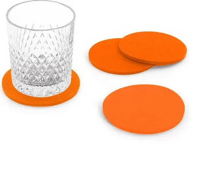 Produktbild von Oblique Unique 4 Filz Untersetzer Glasuntersetzer rund - orange