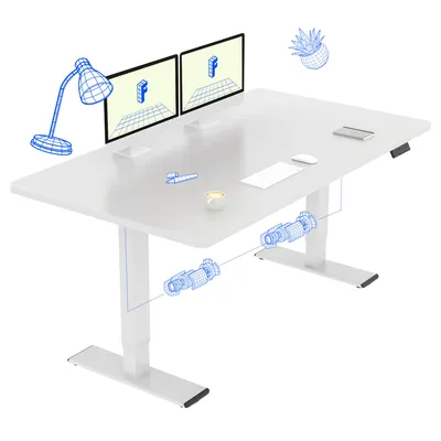 Produktbild von FLEXISPOT QB2 Höhenverstellbarer Schreibtisch Elektrisch 140x70cm, 2 STARKE MOTOREN, 120 kg Tragkraft, Antikollisionsschutz, 4 Memory-Funktion (Weiß)