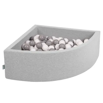 Obrázok produktu pre KiddyMoon 90x30cm/200 loptičiek ∅ 7cm Trojuholník Detské penové loptičky  vyrobené v EÚ, Svetlo sivá: Biela/Sivá