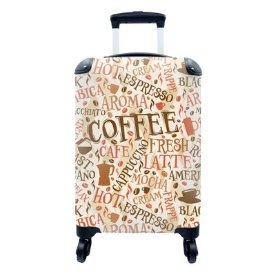 Produktbild von MuchoWow® Koffer Handgepäck Trolley Rollkoffer Kleine Reisekoffer mit 4 Rollen - Kaffee - Vintage - Muster - Cabin Size < 55x40x23 cm & 55x40x20 cm - Fotokoffer - Kabinenkoffer - Boardgepäck - Reise-Box - Reisekoffer - Reisegepäck - Koffer mit Bild - Trolley für Kinder
