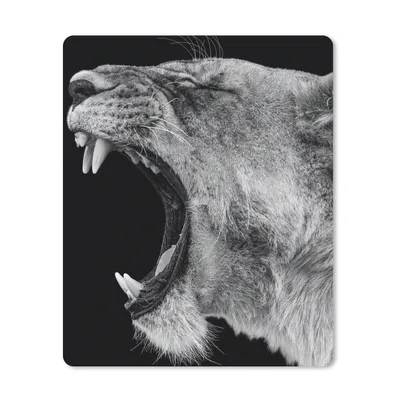 Produktbild von MuchoWow® Mauspad Mousepad Tiere - Löwe - Schwarz - Weiß - Porträt 19x23 cm - Mousepads - Maus Mat - Pad - Mausunterlage - Mauspads - Spielen