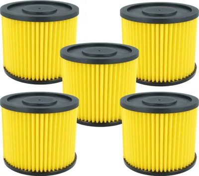 Produktbild von vhbw 5x Faltenfilter kompatibel mit Lidl Parkside PNTS 1400 A1, 1400 B1, 1400 C1, 1400 D1, 1400 E2, 1400 F2, 1500 A1 Staubsauger - Patronenfilter Gelb