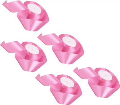 Zdjęcie produktu dla 5 rolkowa wstążka w jednolitym kolorze 4 cm podwójna satynowa wstążka do samodzielnego pakowania prezentów w kolorze głębokiego różu
