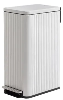 Immagine prodotto di Contenitore per rifiuti da cucina da 50 litri con pedale e coperchio con chiusura ammortizzata | Bianco | 26,3 x 47,6 x 62,4 cm