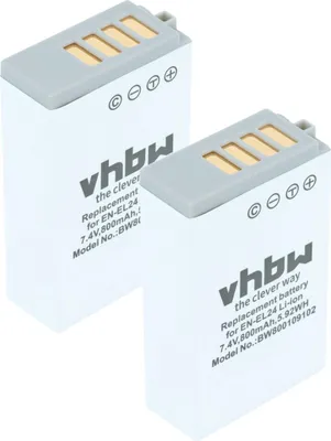 Produktbild von vhbw 2x Akku Ersatz für Nikon VFB11901, EN-EL24 für Kamera (800 mAh, 7,2 V, Li-Ion)