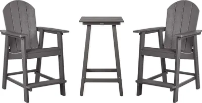 Produktbild von BELIANI Balkonset Dunkelgrau Kunstholz 3-Teilig Quadratischer Balkontisch mit 2 Stühlen Muskoka Adirondack Stil Outdoor Terrasse Garten Ausstattung