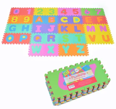 Produktbild von PUZZLESTAR EVA Puzzlematte 30x30x1 86tlg/Set mit Zahlen und buchstaben