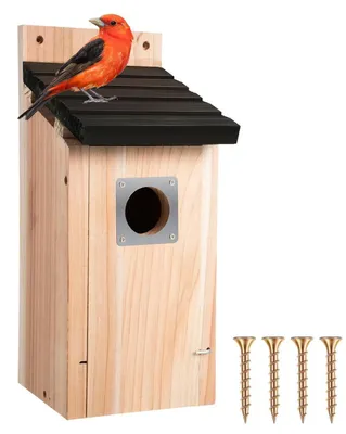 Image de Nichoir pour oiseaux sauvages en bois de pin, résistant aux intempéries, à suspendre, dimensions : 12x12x24 cm