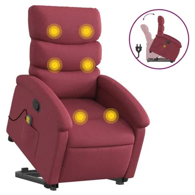 Produktbild von Massagesessel mit Aufstehhilfe Weinrot Stoff