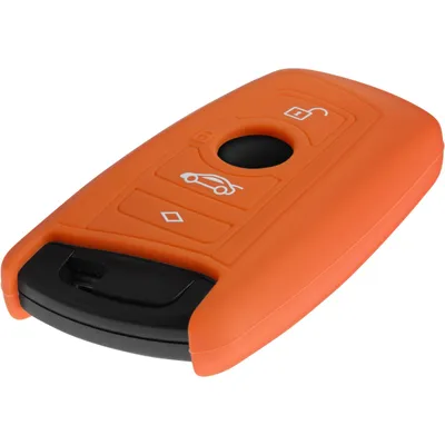 Produktbild von PhoneNatic Silikon Schlüssel Hülle kompatibel mit der BMW X3 F25, X5 F15 und X6 F16 4-Tasten Fernbedienung in orange Funkschlüssel 4-Key
