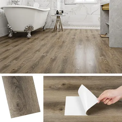 Produktbild von Selbstklebende wasserfeste Bodenpaneele 90x15 cm 32 Stück Braun