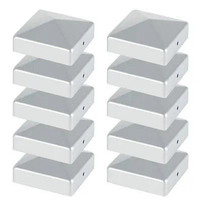 Produktbild von TolleTour 10x Pfostenkappe Zaunpfahl Abdeckung Pfostenkappe Pyramide Abdeckkappe 91x91mm Silber
