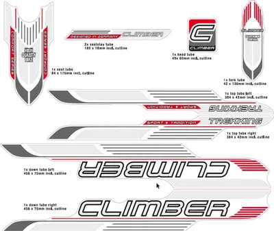 Produktbild von Fahrrad DEKOR Satz CLIMBER Trekking MTB Rahmen Frame Decal Sticker 9 teilig