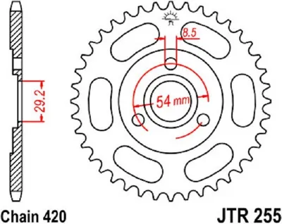 Produktbild von JTSPROCKETS hinten JTR255.42 Kettenrad