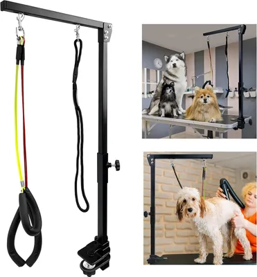 ACXIN Pet Dog Grooming Skladacie rameno na starostlivosť o psa so svorkou Pet, výškovo nastaviteľné rameno na starostlivosť o psa so slučkou na starostlivosť o psa a dvoma držiakmi na bedrá bez sedenia